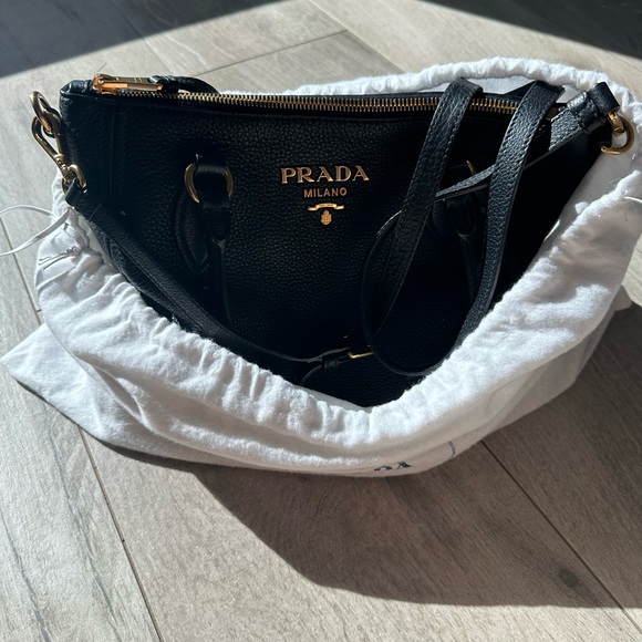 Prada Black Vitello Phenix Leather Hobo Bag 1BC032 - Picture 2 of 16